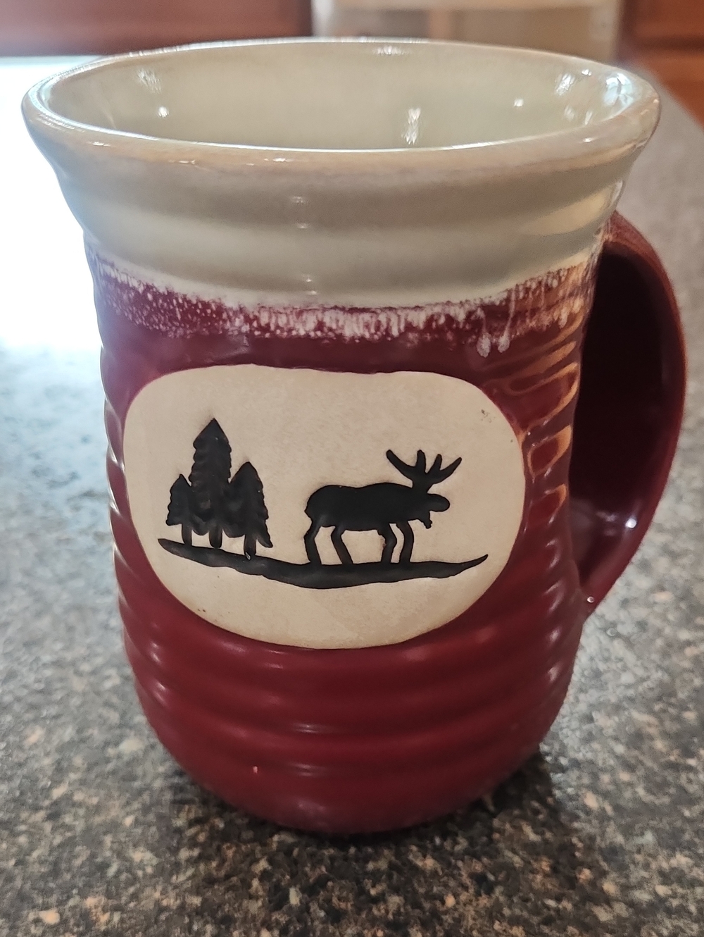 Rustic Red Ceramic Moose Accent Coffee Mug